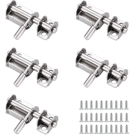 Verrou 5 Pièces Mini Verrous de Porte Coulissants de Sécurité Verrou Loquet Chambre de Portail Exterieur Boulon Loquet Porte Coulissant en Acier Ino Les Portes de Portail Exterieur Boulon (1/5)