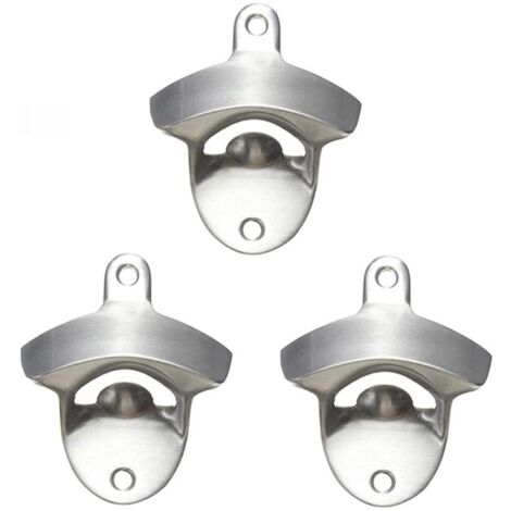 Lot de 3 décapsuleurs muraux en acier inoxydable style vintage pour restaurant, appartement, cuisine, bar