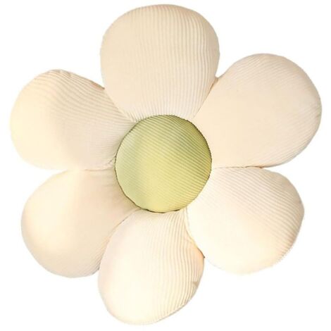 Coussin de sol en peluche tatami en forme de fleur - Décoration esthétique - Pour chambre à coucher, canapé, chaise - Blanc et vert - 40 x 40 cm