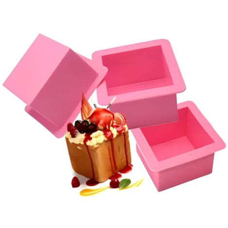 Lot de 3 moules à gâteau carrés en silicone - Moule à savon - Grand cube - Moule carré en silicone - Résine - Bijoux - Outils de fabrication de bijoux