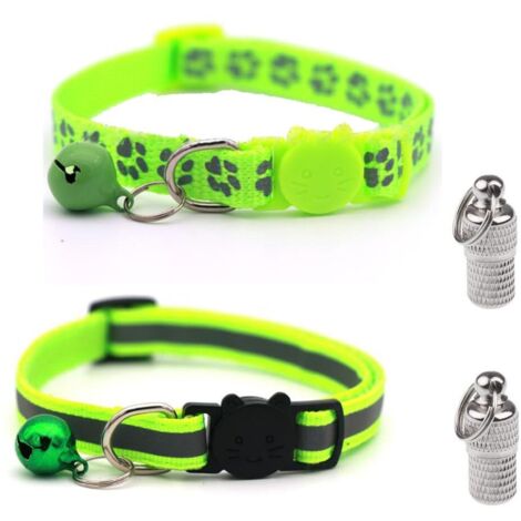 Lot de 2 colliers pour chat anti-étranglement réglables avec 2 étiquettes d'adresse pour chaton ou chiot (jaune)