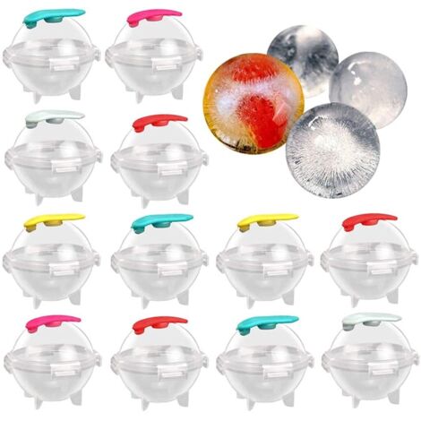Lot de 12 moules à glaçons ronds en silicone et plastique - Pour la cuisine - Pour la cuisine - Couleur aléatoire (1/5)