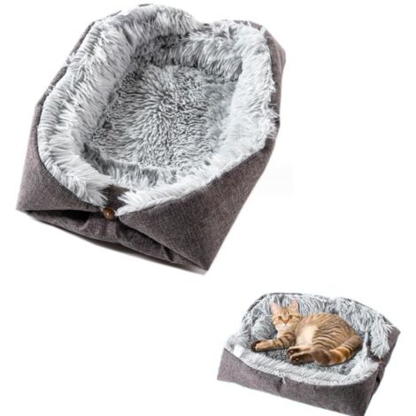 Lit pour Chat Chien, 2 en 1 Double Usage Panier pour Chat Coussin, Coussin Chat Doux et Confortable Convient aux Chatons Chiots et Petits Animaux