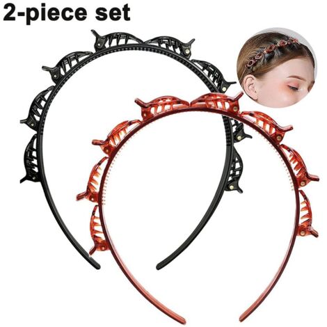 2 Pièces Bandeau avec Twist Clip, Coiffure Épingle à cheveux, Frisurenhilfe Rubans Antidérapants, Bandeau Épingle à cheveux Bandeau Parenthèses (1/5)