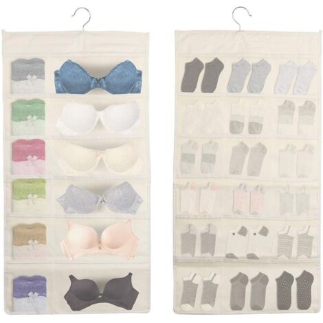 Soutien-GORGE accroché Organiseur double face Conservation de sous-Vêtements Chaussettes de Poches de Stockage pour des soutiens-GORGE, Chaussettes Cravates de Bijoux, de Petits Objets (1/5)
