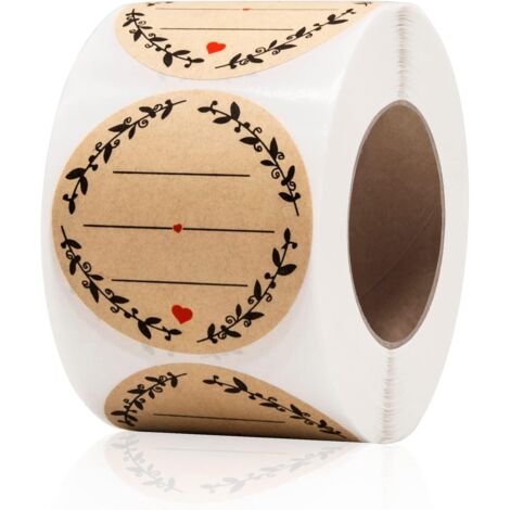 500 feuilles - Étiquettes autocollantes - Autocollants pour bocaux et couvercles - Motif couronne - 3 lignes inscriptibles - Autocollants en papier kraft - Étiquettes standard - Étiquettes pour canett