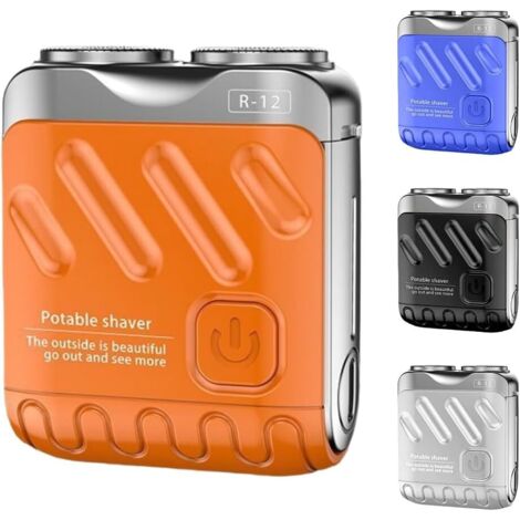 R-12 Mini Rasoir ÉLectrique pour Hommes, 2025 Nouveau Rasoir de Barbe Imperméable Portable Avec Conception de Valise, Rasoir à Rasage Masculin Adapté Aux Voyages (Orange)