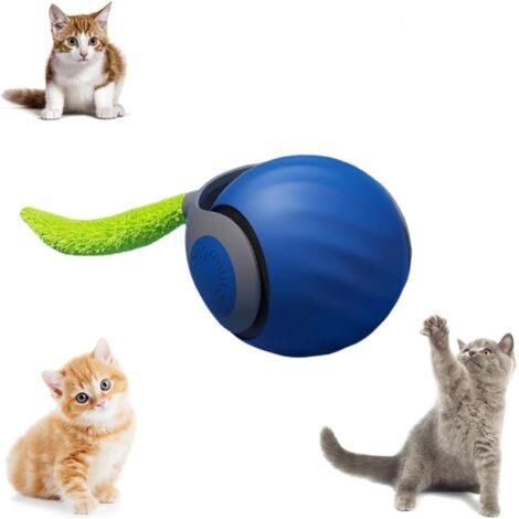 Balle De Jouet pour Chat à Déplacement Automatique 2026, Balle Intelligente Rechargeable par USB, Réglage à Deux Vitesses，pour Chats De Tous âges Convient (Bleu)