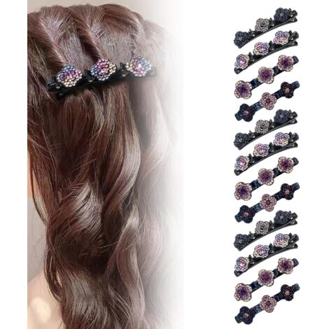 Lot de 12 Pinces à Cheveux TresséEs En Pierre De Cristal Scintillante, Pinces à Cheveux En Strass Pour Femmes Et Filles, Pinces De Coiffure ELégantes,Pinces à Cheveux Facilement Tressées (1/5)