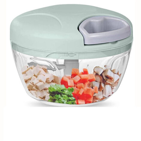 Hachoir manuel à corde pour légumes, coloris vert, double bol 500 ml et 900 ml (1/5)