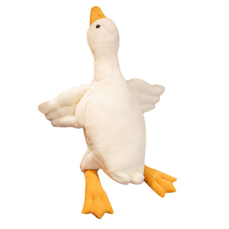Peluche oie câline de 50 cm, jouet doux et coussin décoratif en forme d’oie blanche