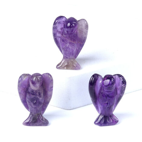 Lot de 6 figurines d’anges sculptées en améthyste, décorations en pierre naturelle pour intérieur