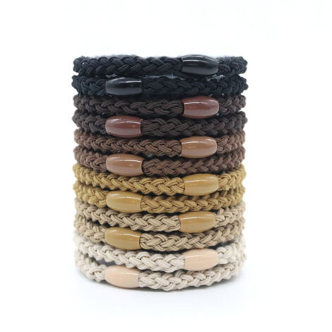 Lot de 12 élastiques à cheveux tissés, tons marron, chouchous doux et décoratifs pour coiffure (1/4)