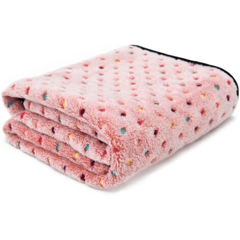 Couverture pour chien et chat en polaire, coloris rose à pois, taille L 100 × 120 cm (1/5)