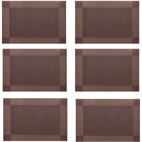 Lot de 6 sets de table en PVC lavables, coloris marron, style européen décoratif