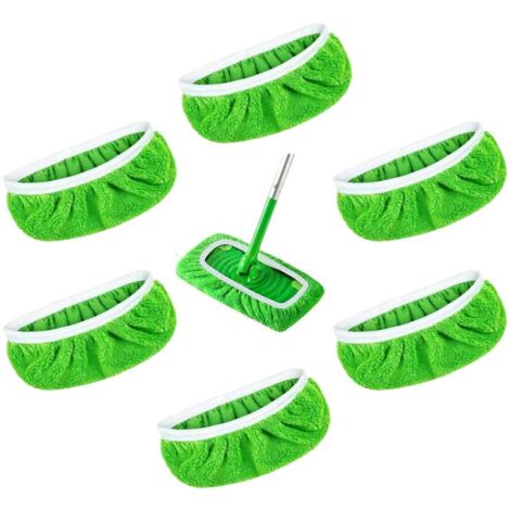 6 Pièces Lingette Humide pour Swiffer Microfibre Lavable,Serpillère Réutilisable pour Swiffer Sweeper Mop,Chiffon Microfibre pour Balai,Lingettes Humides pour Sol,Lingette Poussiere Recharge