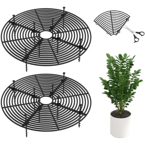 2 Pièces Grille Protection Plante Chat 30 CM, Protection Pot de Fleur Ronde, Protege Plante Bebe, Cache Pot Chat, Grille Plastique Rigide pour Bonsai, Protections de Sol pour Pot pour Animaux