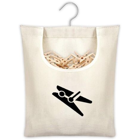Sac à Pinces à Linge, Panier Pince à Linge a Suspendre, Panier a Epingle a Linge Exterieur, Porte Epingle a Linge avec Crochet, Portable Sac de Rangement pour Pinces à Linge Jouets Chaussette