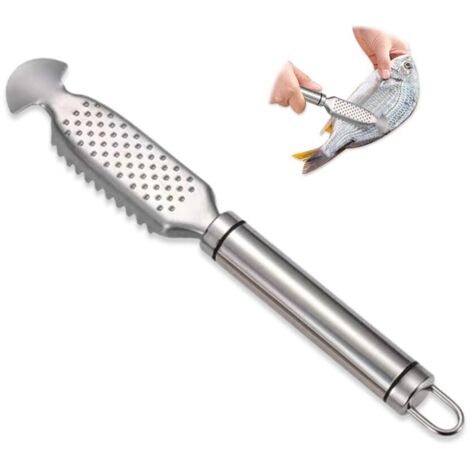 Couteau Ecailleur Poisson en Acier Inoxydable,Grattoir Poisson Dentelé éPlucheur,Fish Scale Remover,Outil Nettoyage Poisson,Détartreur de Poisson,Écailleur Poisson Manuel pour Cuisson