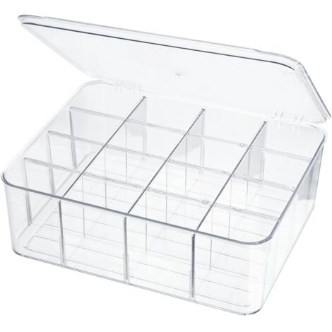 Séparateurs de tiroir pour chaussettes, sous-vêtements, 16 compartiments amovibles en plastique avec couvercle, organiseur de rangement pour écharpes, cravates, soutien-gorge, organiseurs de (1/5)