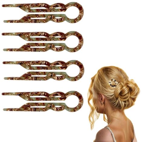 Lot de 4 épingles à cheveux pour femme, épingles à cheveux françaises pour cheveux fins et épais, 2 motifs uniques (1/5)