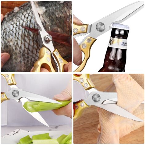 Vutyvve Ciseaux De Cuisine Multifonctions – Acier Inox Tranchant, Lot De 2 Vert Clair/Azur, Viande Volaille Poisson Herbes