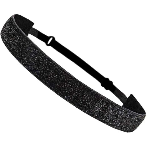 Bandeaux à paillettes réglables et antidérapants - Accessoires de cheveux élastiques pour la gymnastique - Cadeaux extensibles pour femme - Noir (1/5)
