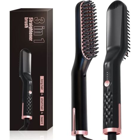 Bartglätter, fer à lisser, 3 en 1 Glättbürste, multifonctionnel et rapide Glättungsbürste pour la Barbe et les Cheveux, flexible de BRICOLAGE Style