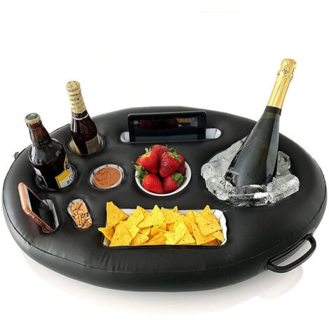 Gonflable Porte Gobelet Piscine, Bar Flottant Piscine 9 Trous, 2 en 1 Grand Plateau Piscine 75X50 Porte-Gobelet Flottant Portable pour Adultes Plateau Apero Piscine