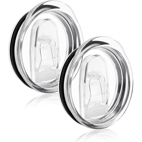 Lot de 2 couvercles de rechange minces de 590 ml (20 oz) pour gobelets de rechange, transparents, anti-éclaboussures et durables, couvercles coulissants en plastique anti-éclaboussures, gobelet rafraî
