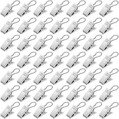 50 Pièces Pinces à Rideaux en Métal, Clips de Rideaux Acier Inoxydable, Pince Rideaux Decoration Crochets de Suspension, pour Chambre à Coucher, Salle de Bains, Décoration de la Maison, Argent