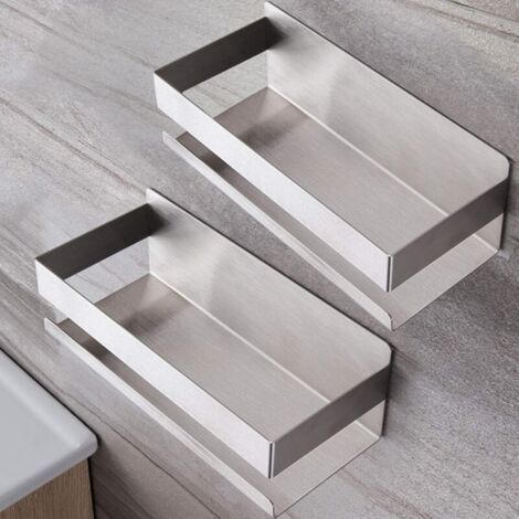 Étagère de douche autocollante en 2 pièces, rangement pratique pour salle de bain, étagère de douche sans perçage, étagère pratique pour salle de douche en acier inoxydable