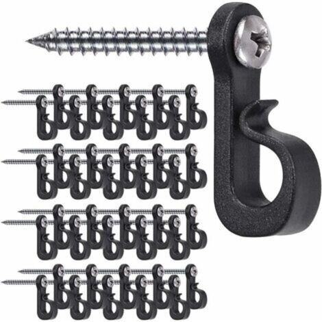 Lot de 40 crochets de suspension pour lumières de Noël avec vis cruciforme pour garage, Nouvel An, fête en plein air, câble facile à démouler et lumières LED féériques, vis larges (1/5)