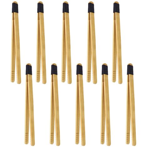 10 Pièces Pinces en Bambou 18 x 1.1cm Pince Bois Grille Pain de Enveloppée Corde Pinces à Pain de Bois Réutilisables pour Pain Thé Bifteck Sandwichs Barbecue Cuisine Cornichons Salade