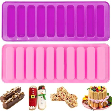 2 Pcs Moule Moule En Silicone Avec Des Creux De 10 Antiadhésive Came Backformfür Des Barres De Céréales, Barres De Chocolat, Muffin
