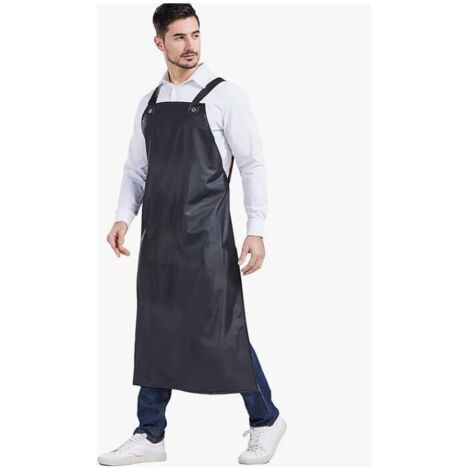 Tablier imperméable pour hommes, à bretelles réglables, en caoutchouc épais résistant à l'huile, tablier de protection pour atelier industriel