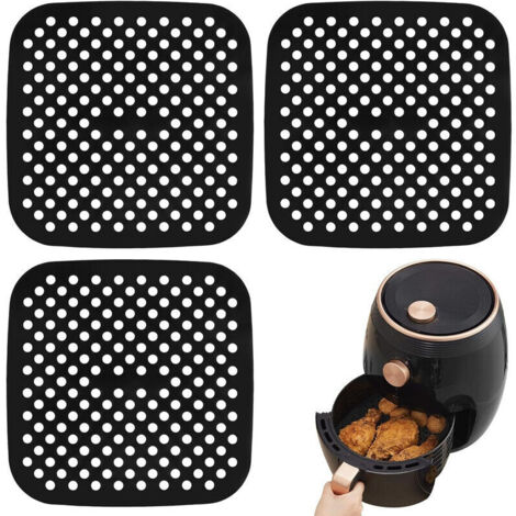 3 Pièces Tapis Silicone Air Fryer, 8,5in Tapis pour Friteuse à Air Silicone , Tapis en Silicones Réutilisables Airs Fryer Liner pour la Cuisson
