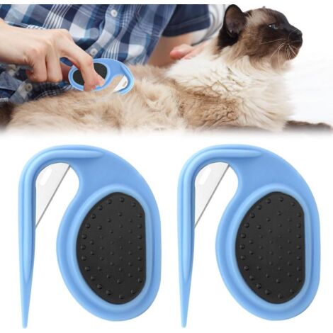 Entfilzungsmesser Chat, 2 Pièces Cat Hair Remover, Knotenkamm Cheveux séparateur de lames inclu, Massage Peigne, Pflegemesser pour cheveux longs Animaux de compagnie, Pet Knotting Comb pour les Chiens