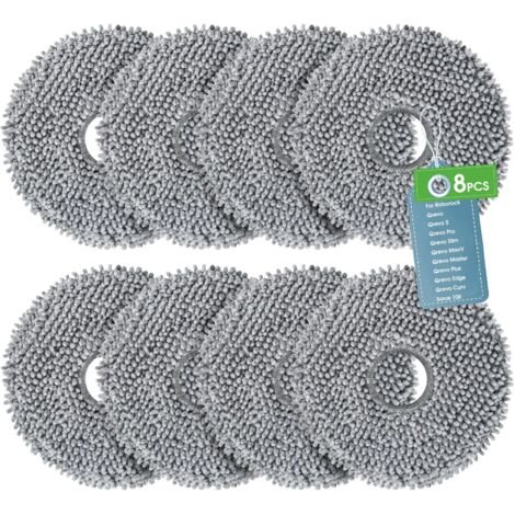8 Serpillières de Rechange pour Roborock Saros 10R/Z70/Qrevo/Qrevo S/Qrevo Pro/Qrevo Edge/Qrevo Master/Qrevo MaxV/Qrevo Slim/Qrevo Curv/QV35A 35S/QR 598 798 Robot Aspirateur, Réutilisables et Lavables