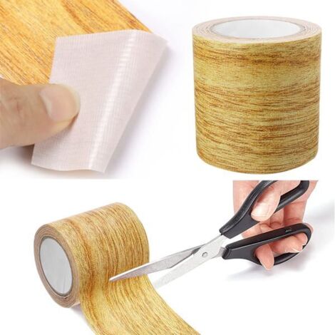 2 Rouleaux Ruban Adhésif Imitation Bois - Ruban Réparation Meubles Effet Bois Texturé 4,6m X 8cm - Autocollant Imperméable Pour Décoration Et Rénovation