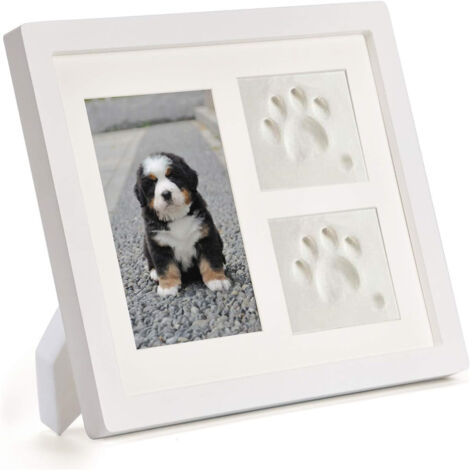 Cadre photo DIY empreintes mains/pieds, cadre blanc avec pâte blanche (1/5)