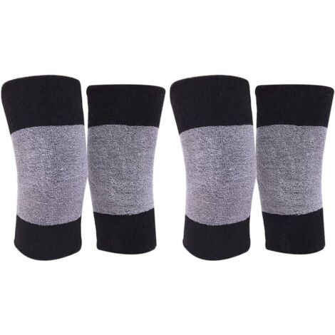2 paires de genouillères chaudes, coloris noir et gris, manchons de compression hiver (1/5)