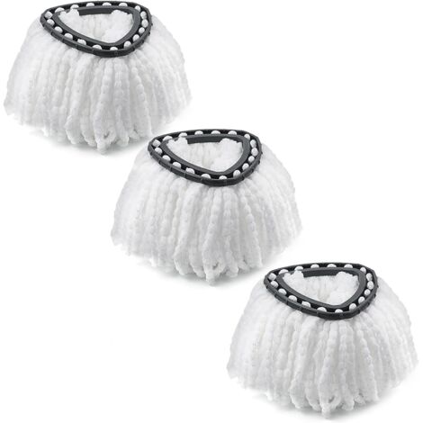 Lot de 3 têtes de balai de rechange compatibles Velida Turbo Easy Wring & Clean, coton blanc triangulaire