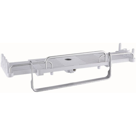 Étagère de douche télescopique améliorée avec porte-serviettes, sans perçage, coloris blanc