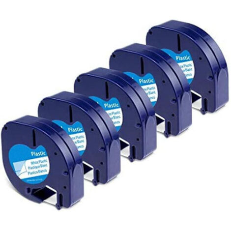 Rouleau de ruban d'étiquettes pour recharge Letratag, lot de 5, plastique 91331, ruban d'étiquettes compatible noir sur blanc 913 -ge Ace illustré (1/5)