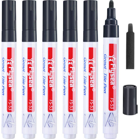 6pcs stylo à coulis pour joints de carrelage, stylo de rénovation de joints muraux, marqueur de réparation, stylo de remplissage de joints pour restaurer les murs carrelés, les sols, la salle de bain 