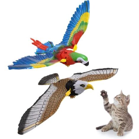 2 pièces oiseau volant jouet pour chat simulation oiseau interactif jouet pour chat électronique son oiseau jouets électrique