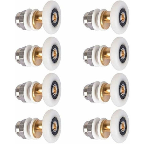 Roulette de porte de douche, roue de porte coulissante pour cabine de douche, roulettes de remplacement pour roulettes avec diamètre de roue 27 mm, 8 pièces (1/5)