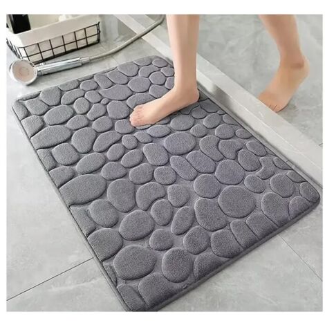 Tapis de bain, antidérapant, super absorbant, adapté pour salle de bain, douche, baignoire - 40x60 cm (gris) (1/5)