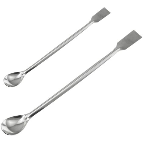Set de 2 Spatules de bois, de Laboratoire en Acier Inoxydable, Double Conception de la Cuillère et d'une Pelle, 20 cm/30 cm